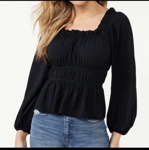 Peplum Square Neck Top from Sofia Vergara, size Medium black blouse